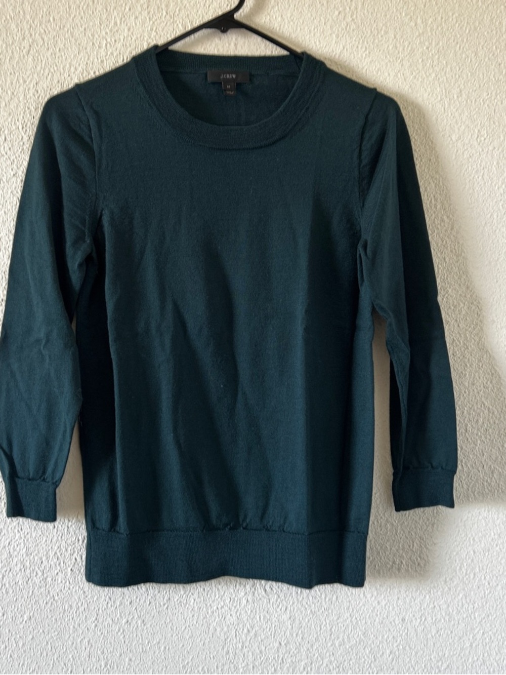 J. Crew Marino Wool Office Layer Soft Knit Crewneck Pullover Sz Medium Teal